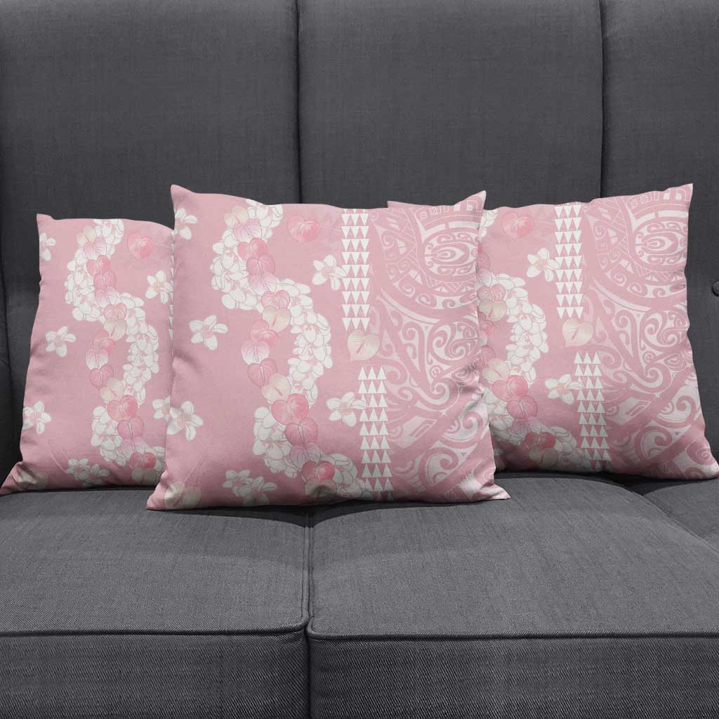 Soft Pink Hawaii Anthurium Plumeria Lei Pillow Cover LT9 - Polynesian Pride