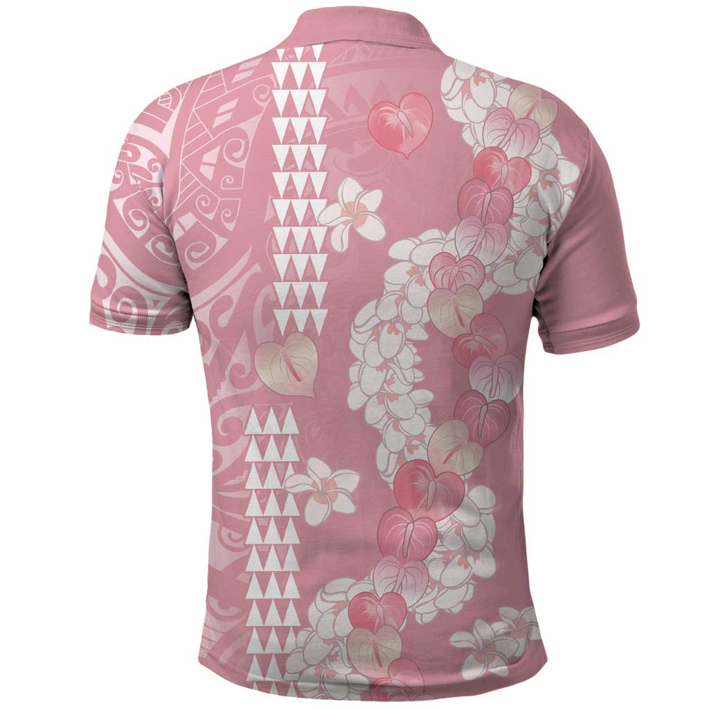 Soft Pink Hawaii Anthurium Plumeria Lei Polo Shirt LT9 - Polynesian Pride