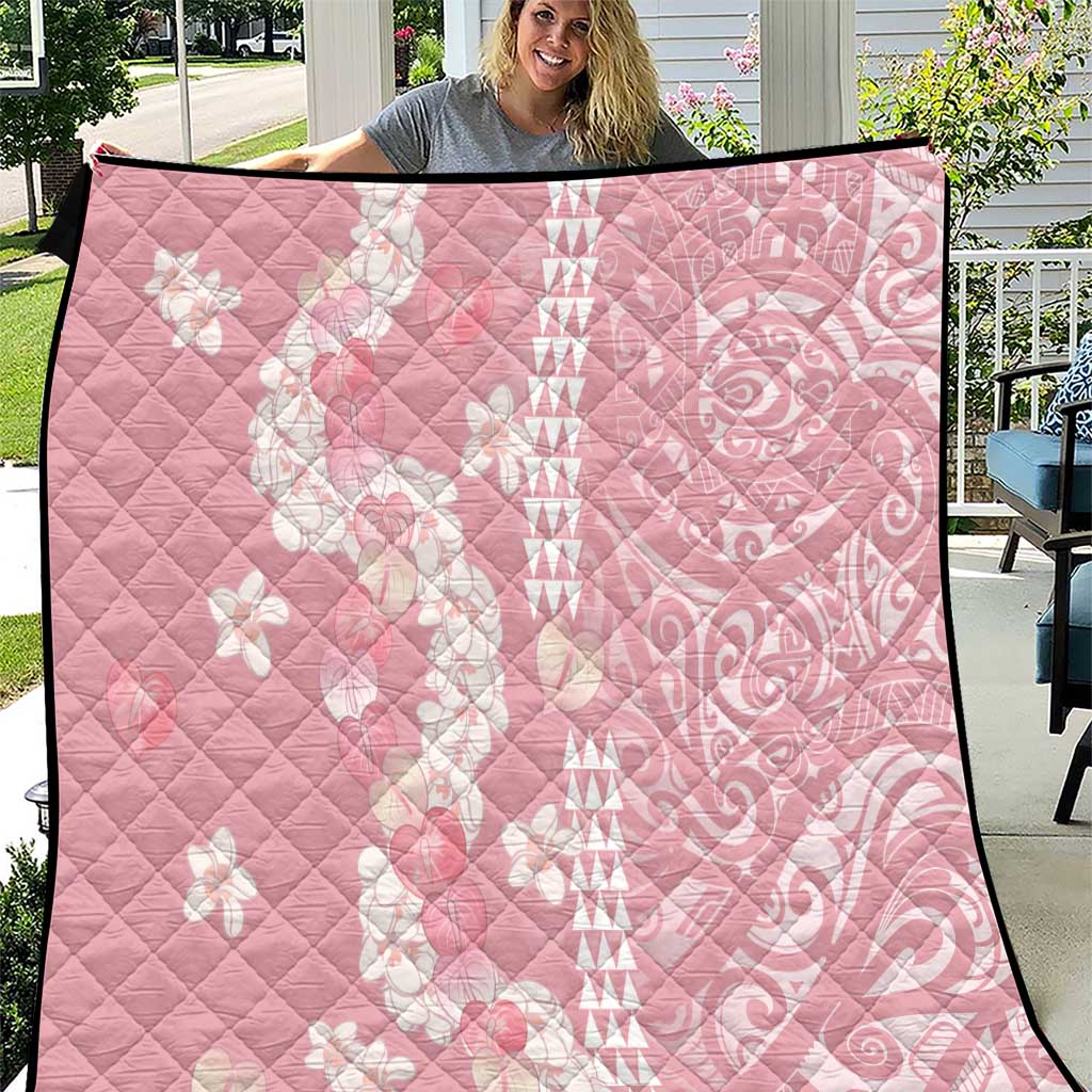 Soft Pink Hawaii Anthurium Plumeria Lei Quilt
