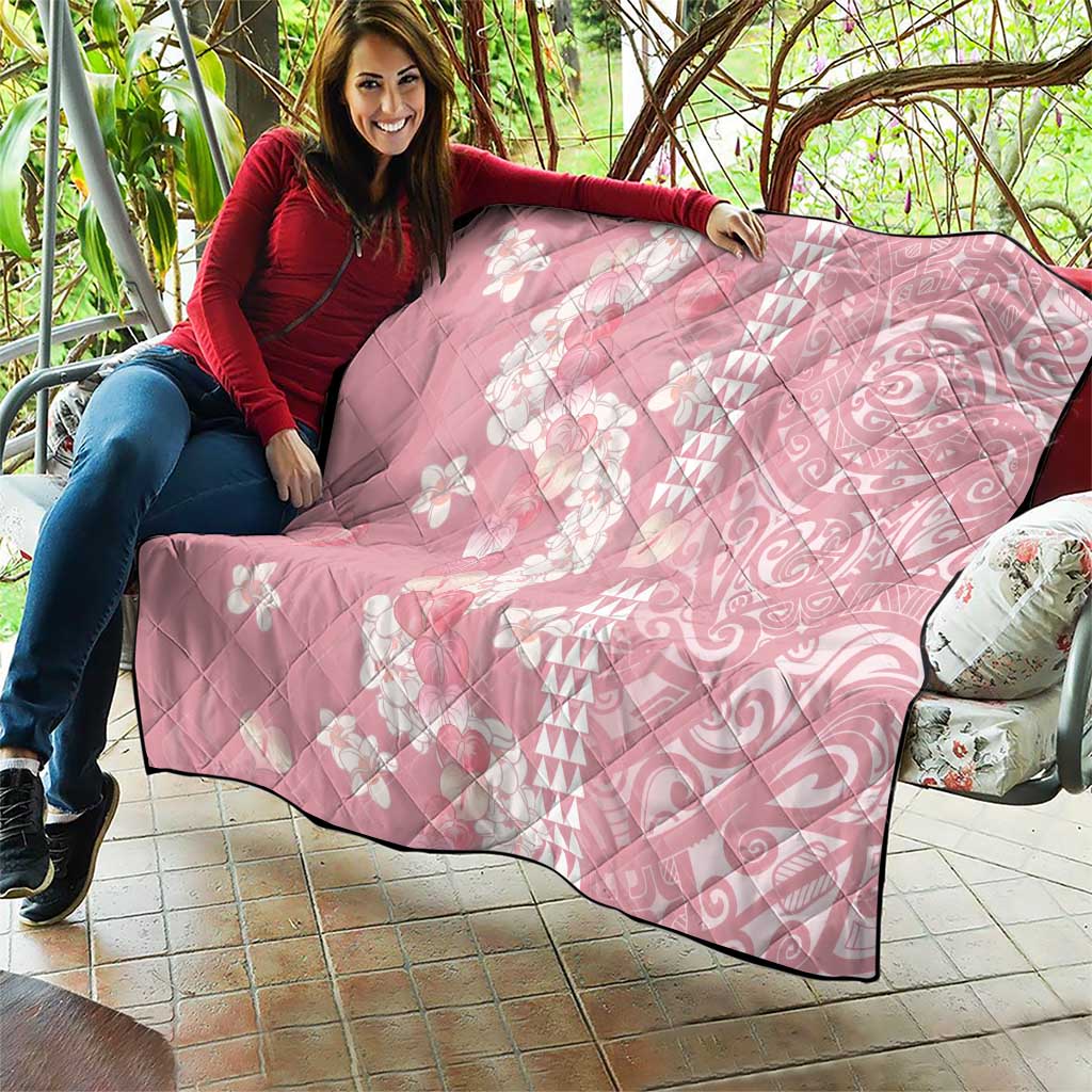Soft Pink Hawaii Anthurium Plumeria Lei Quilt