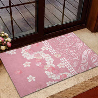 Soft Pink Hawaii Anthurium Plumeria Lei Rubber Doormat LT9 - Polynesian Pride