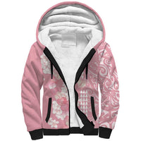 Soft Pink Hawaii Anthurium Plumeria Lei Sherpa Hoodie LT9 Unisex Pink - Polynesian Pride
