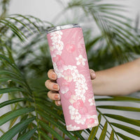 Soft Pink Hawaii Anthurium Plumeria Lei Skinny Tumbler LT9 - Polynesian Pride