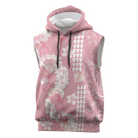 Soft Pink Hawaii Anthurium Plumeria Lei Sleeveless Hoodie LT9 Pink - Polynesian Pride
