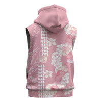 Soft Pink Hawaii Anthurium Plumeria Lei Sleeveless Hoodie LT9 - Polynesian Pride