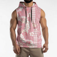 Soft Pink Hawaii Anthurium Plumeria Lei Sleeveless Hoodie LT9 - Polynesian Pride