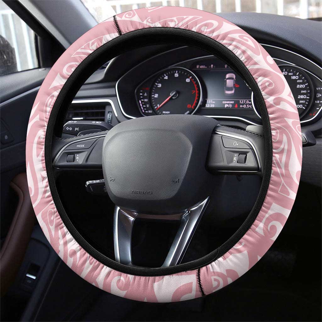 Soft Pink Hawaii Anthurium Plumeria Lei Steering Wheel Cover LT9 - Polynesian Pride