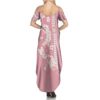 Soft Pink Hawaii Anthurium Plumeria Lei Summer Maxi Dress LT9 - Polynesian Pride