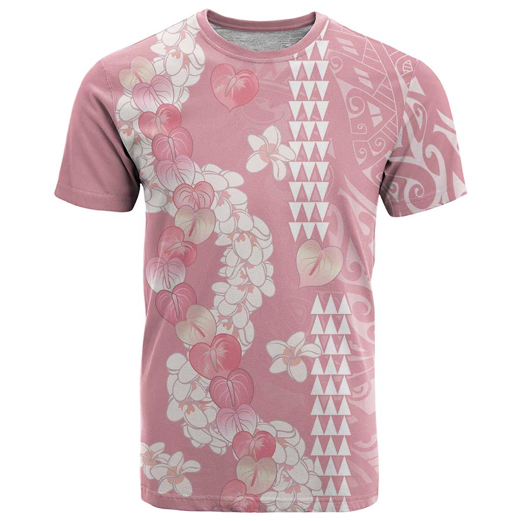 Soft Pink Hawaii Anthurium Plumeria Lei T Shirt LT9 Pink - Polynesian Pride