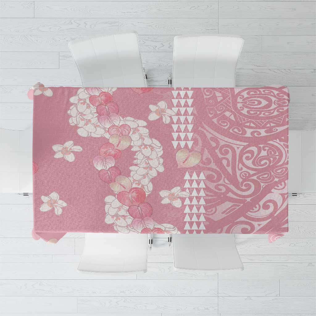 Soft Pink Hawaii Anthurium Plumeria Lei Tablecloth LT9 Pink - Polynesian Pride