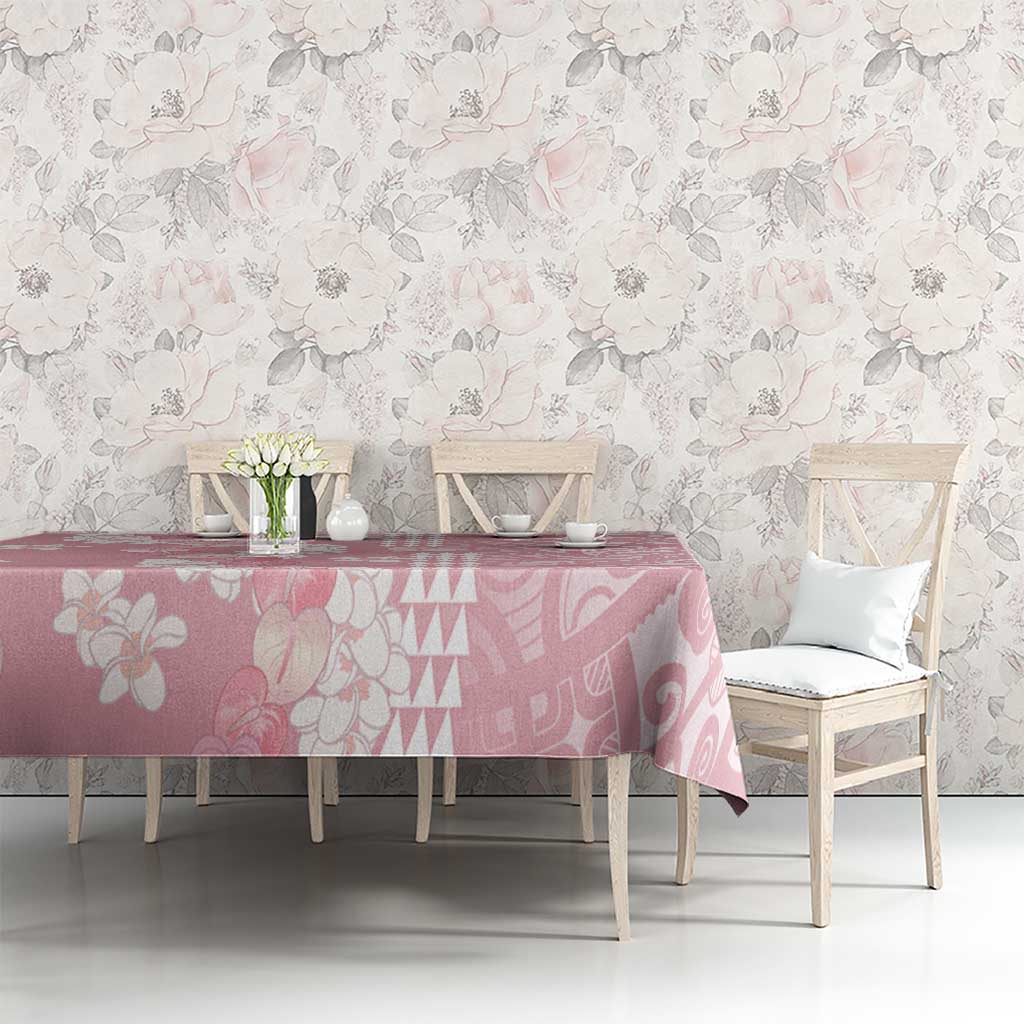 Soft Pink Hawaii Anthurium Plumeria Lei Tablecloth LT9 - Polynesian Pride