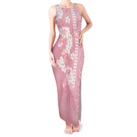 Soft Pink Hawaii Anthurium Plumeria Lei Tank Maxi Dress LT9 Women Pink - Polynesian Pride