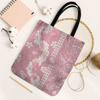 Soft Pink Hawaii Anthurium Plumeria Lei Tote Bag LT9 Black Strap One Size Pink - Polynesian Pride