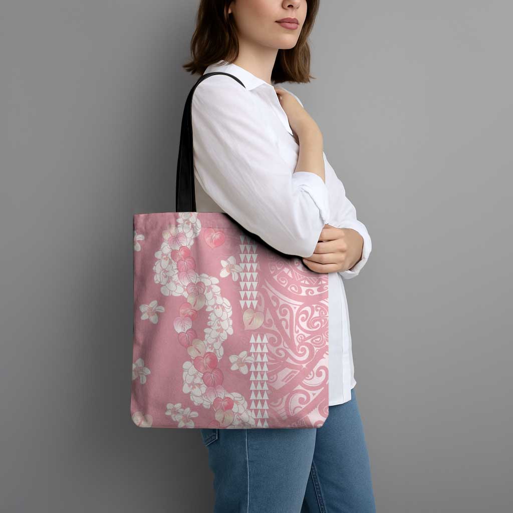 Soft Pink Hawaii Anthurium Plumeria Lei Tote Bag LT9 - Polynesian Pride