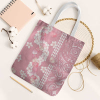 Soft Pink Hawaii Anthurium Plumeria Lei Tote Bag LT9 White Strap One Size Pink - Polynesian Pride