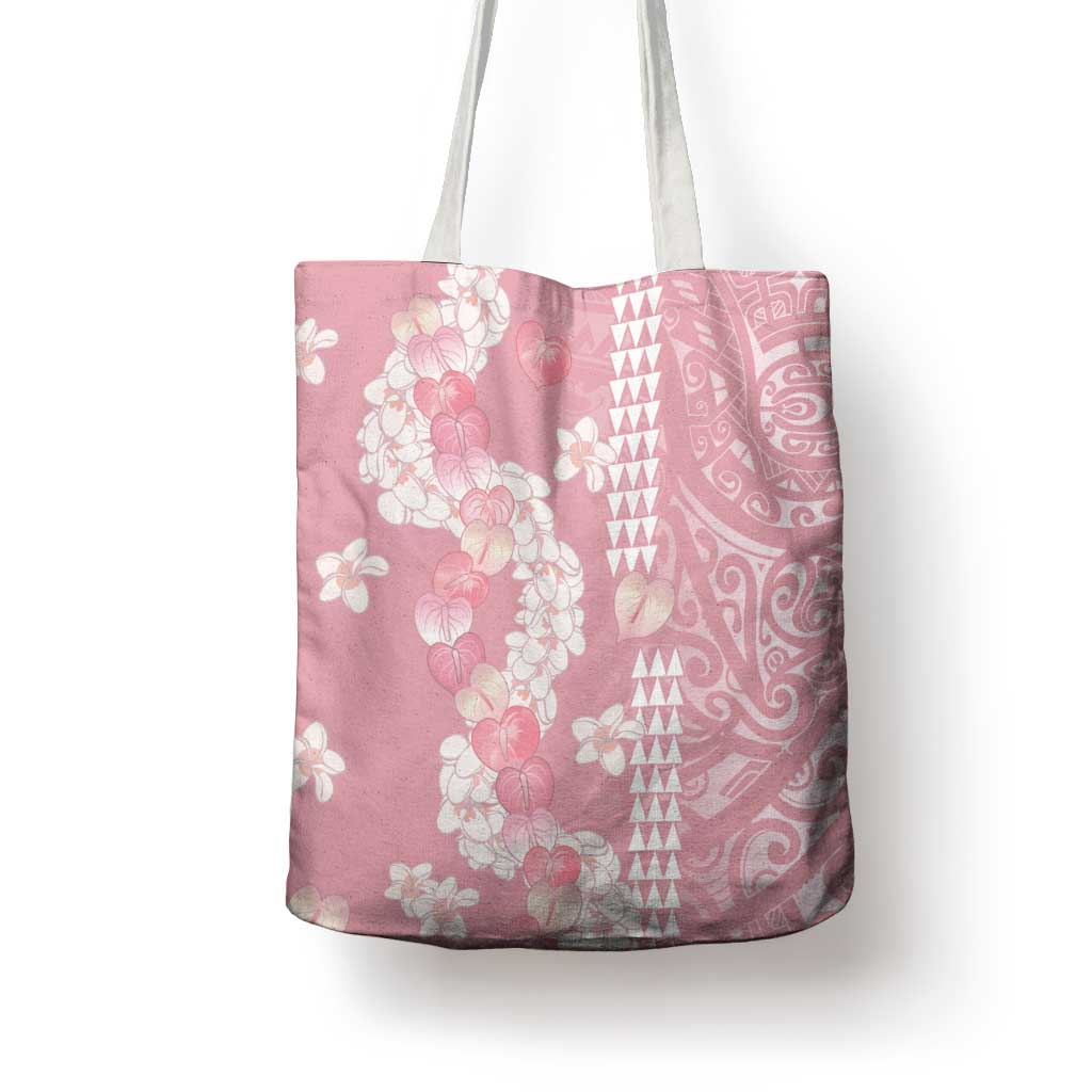 Soft Pink Hawaii Anthurium Plumeria Lei Tote Bag LT9 - Polynesian Pride