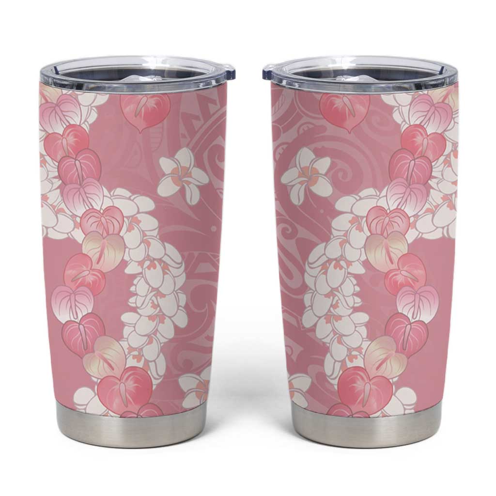 Soft Pink Hawaii Anthurium Plumeria Lei Tumbler Cup LT9 Pink - Polynesian Pride