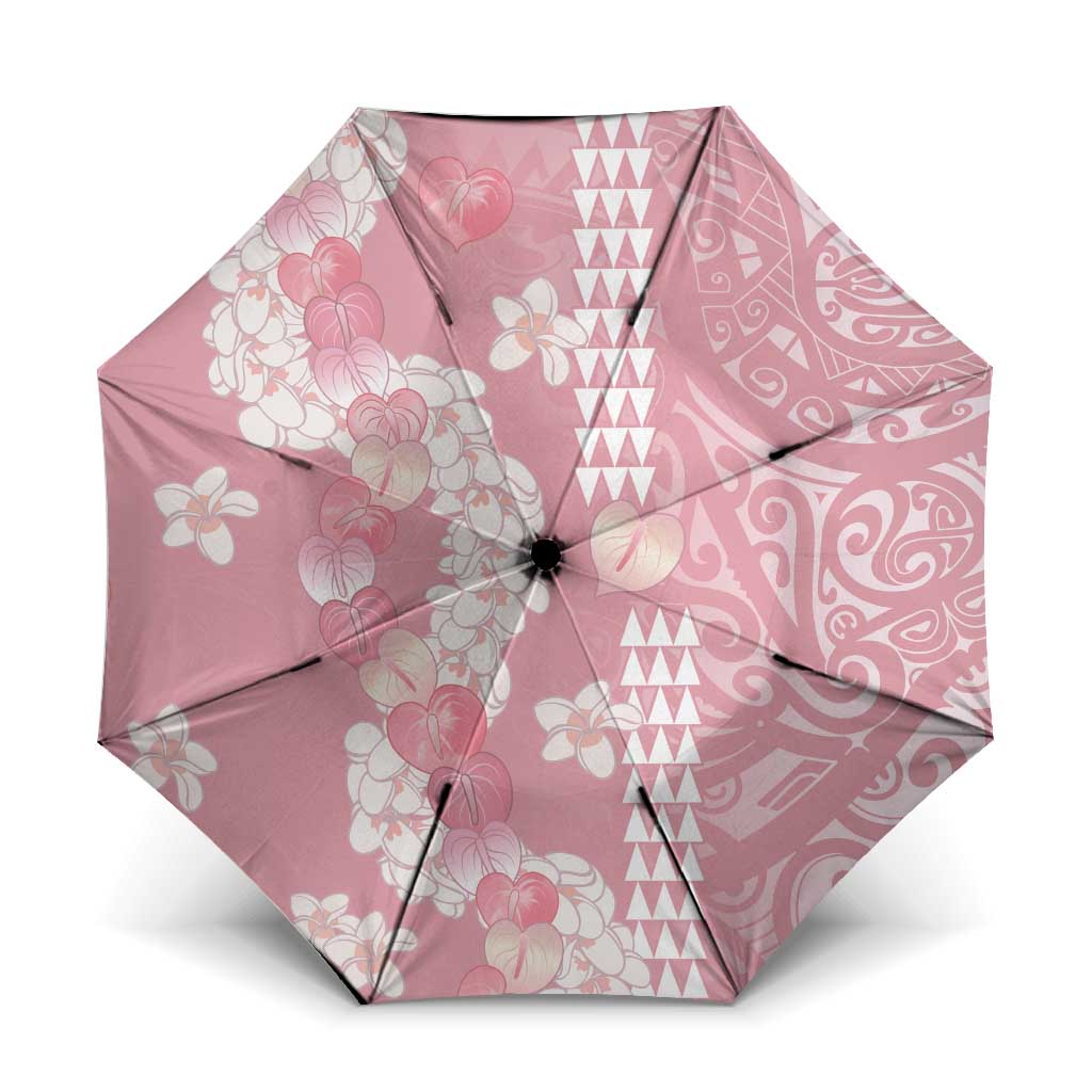 Soft Pink Hawaii Anthurium Plumeria Lei Umbrella LT9 One Size Folded 11.42 inch Opened Diameter 37.4 inch Pink - Polynesian Pride