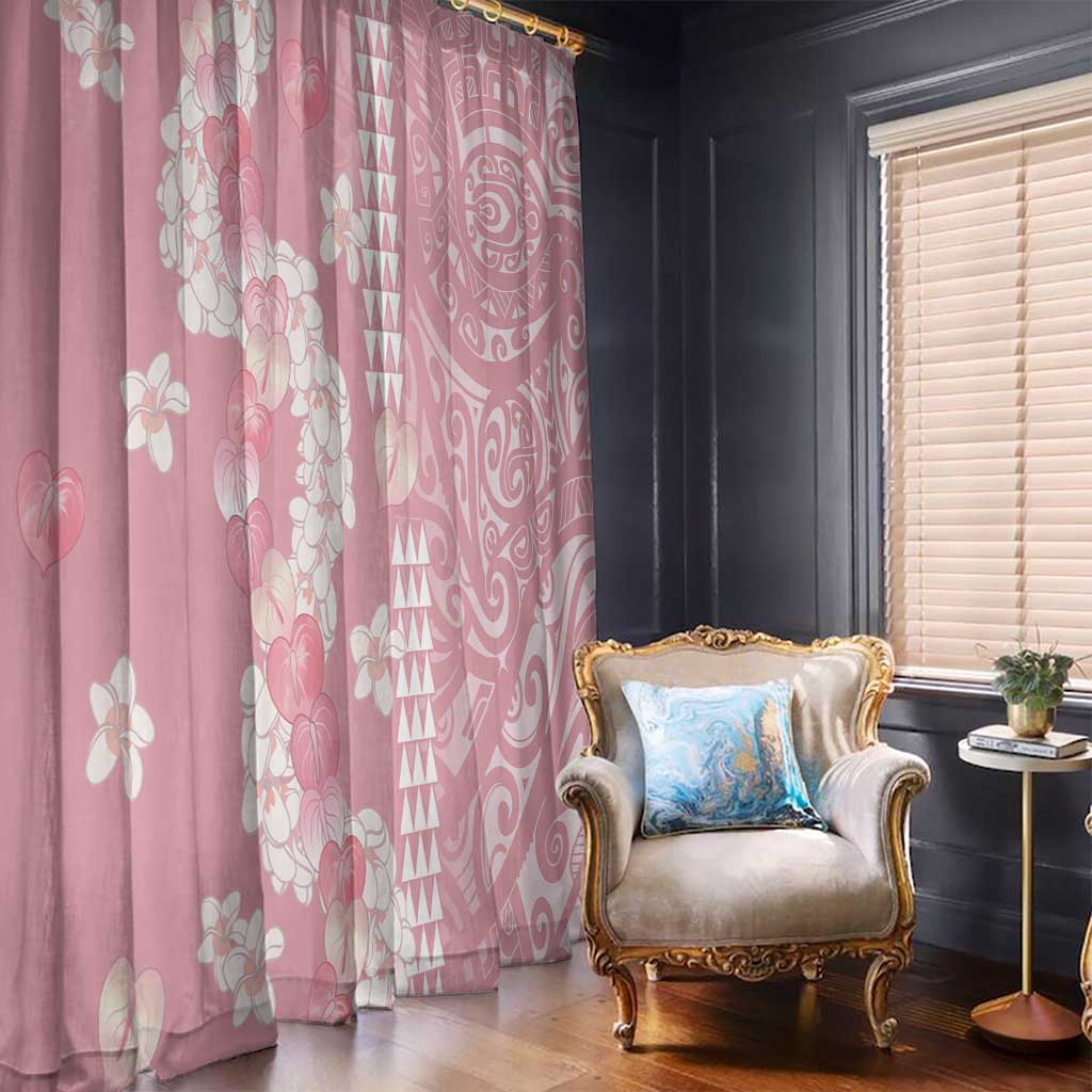 Soft Pink Hawaii Anthurium Plumeria Lei Window Curtain LT9 - Polynesian Pride