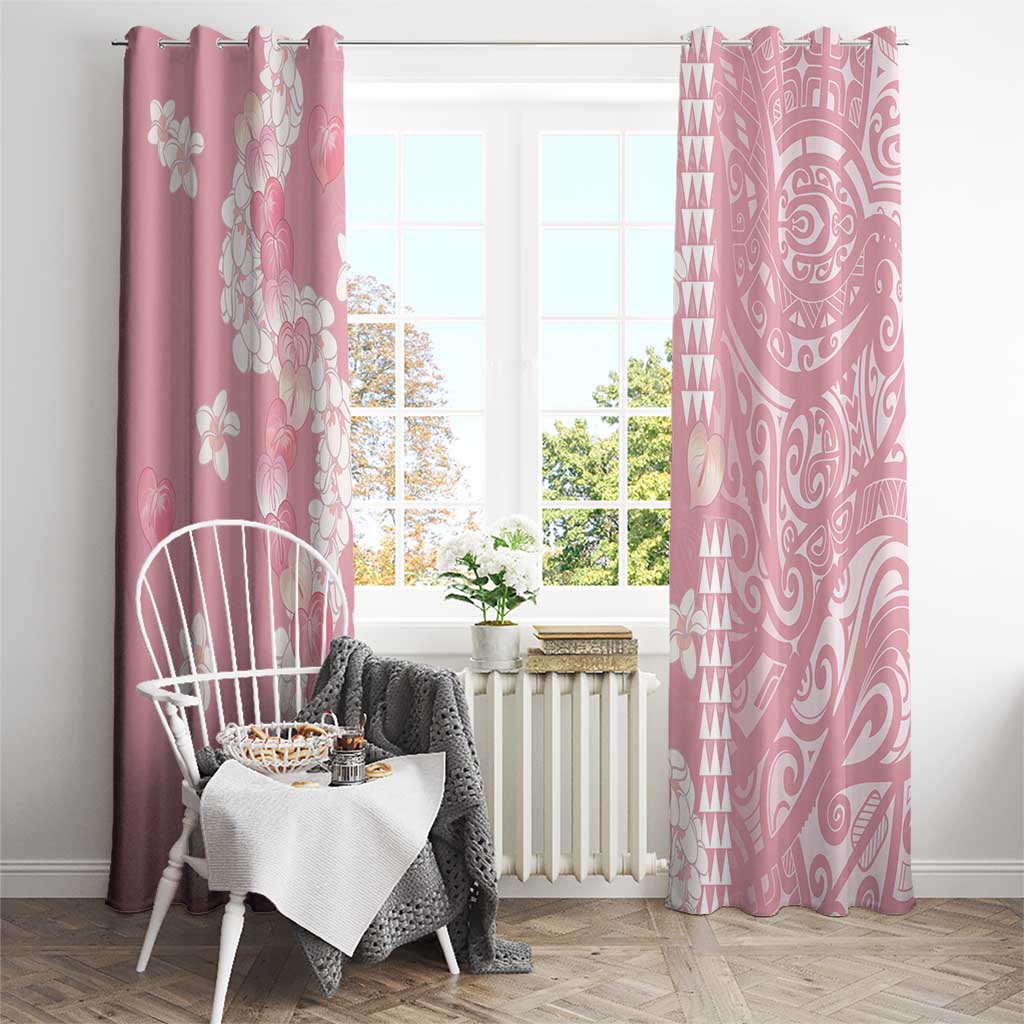 Soft Pink Hawaii Anthurium Plumeria Lei Window Curtain LT9 - Polynesian Pride