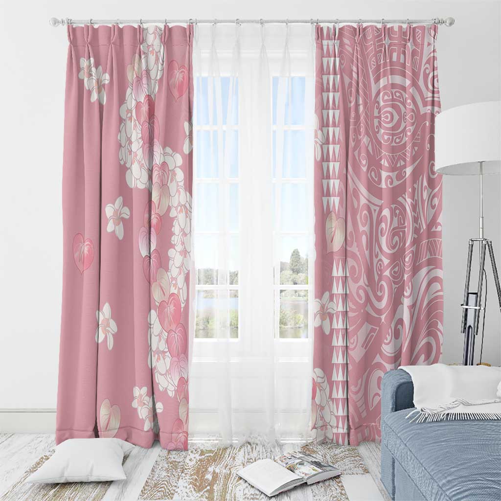 Soft Pink Hawaii Anthurium Plumeria Lei Window Curtain LT9 - Polynesian Pride
