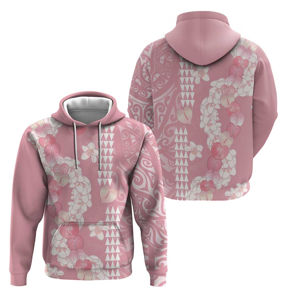 Soft Pink Hawaii Anthurium Plumeria Lei Zip Hoodie LT9 - Polynesian Pride