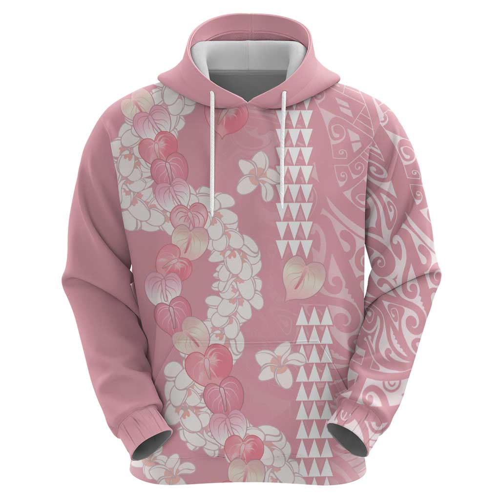 Soft Pink Hawaii Anthurium Plumeria Lei Zip Hoodie LT9 - Polynesian Pride