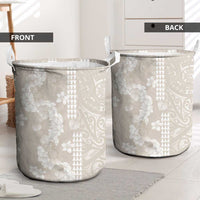 Suede Beige Hawaii Anthurium Plumeria Lei Laundry Basket LT9 - Polynesian Pride