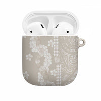 Suede Beige Hawaii Anthurium Plumeria Lei AirPods Case LT9 Beige - Polynesian Pride