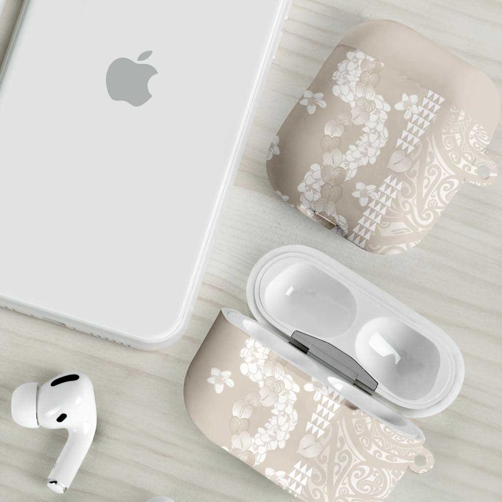 Suede Beige Hawaii Anthurium Plumeria Lei AirPods Case LT9 - Polynesian Pride
