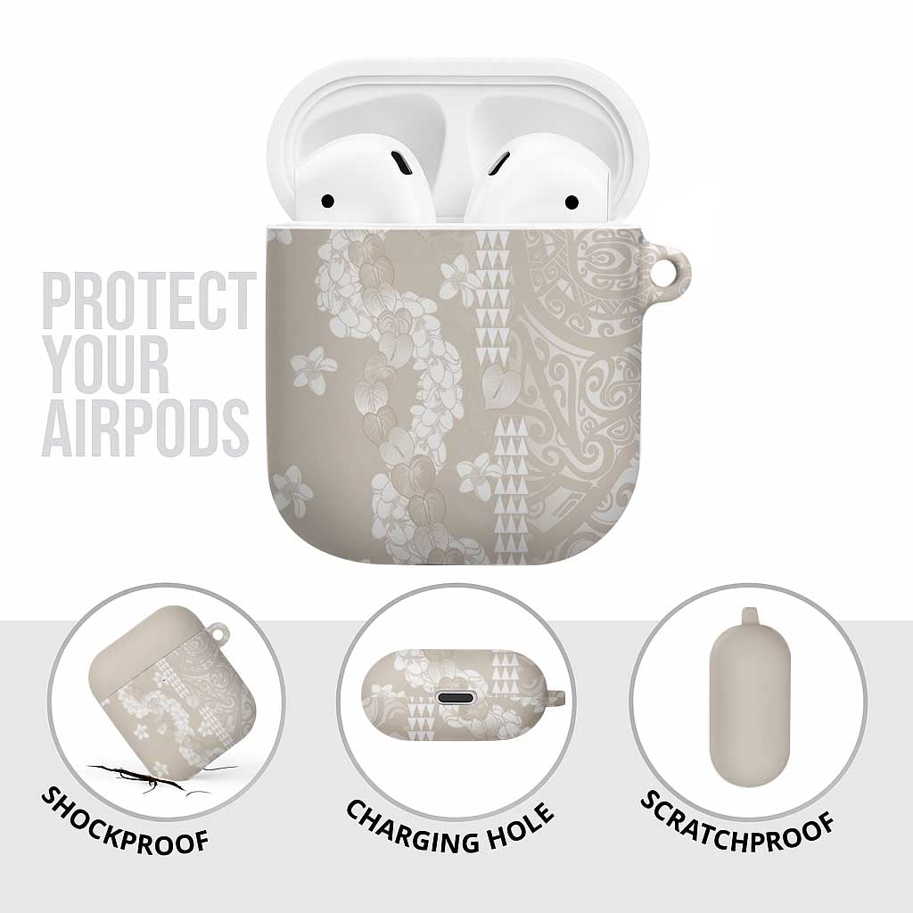 Suede Beige Hawaii Anthurium Plumeria Lei AirPods Case LT9 - Polynesian Pride