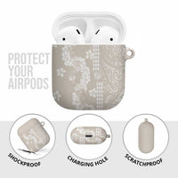 Suede Beige Hawaii Anthurium Plumeria Lei AirPods Case LT9 - Polynesian Pride