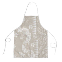 Suede Beige Hawaii Anthurium Plumeria Lei Apron LT9 Beige - Polynesian Pride