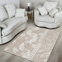 Suede Beige Hawaii Anthurium Plumeria Lei Area Rug