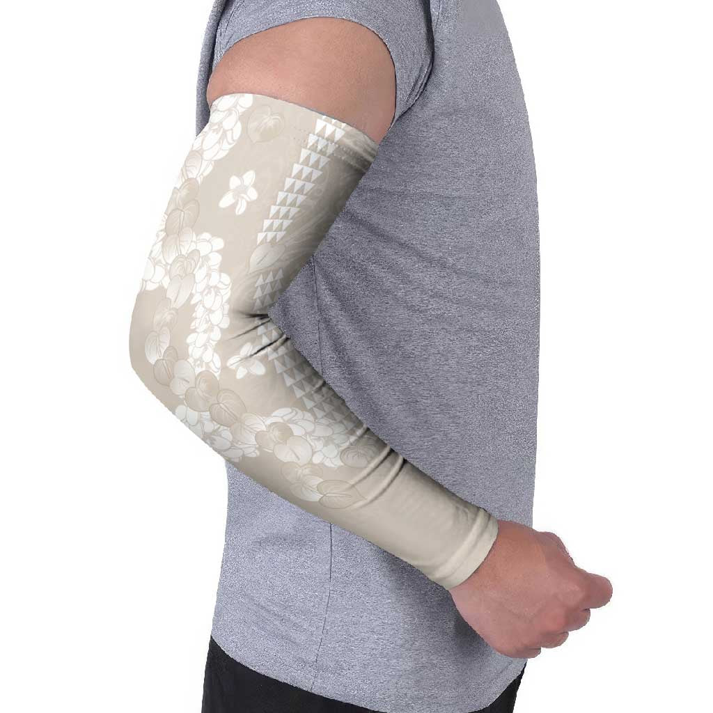 Suede Beige Hawaii Anthurium Plumeria Lei Arm Sleeves LT9 - Polynesian Pride