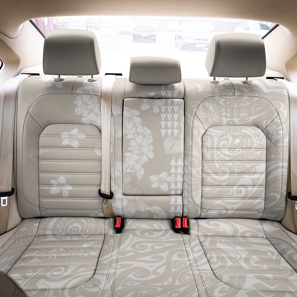 Suede Beige Hawaii Anthurium Plumeria Lei Back Car Seat Cover