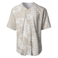Suede Beige Hawaii Anthurium Plumeria Lei Baseball Jersey LT9 Beige - Polynesian Pride