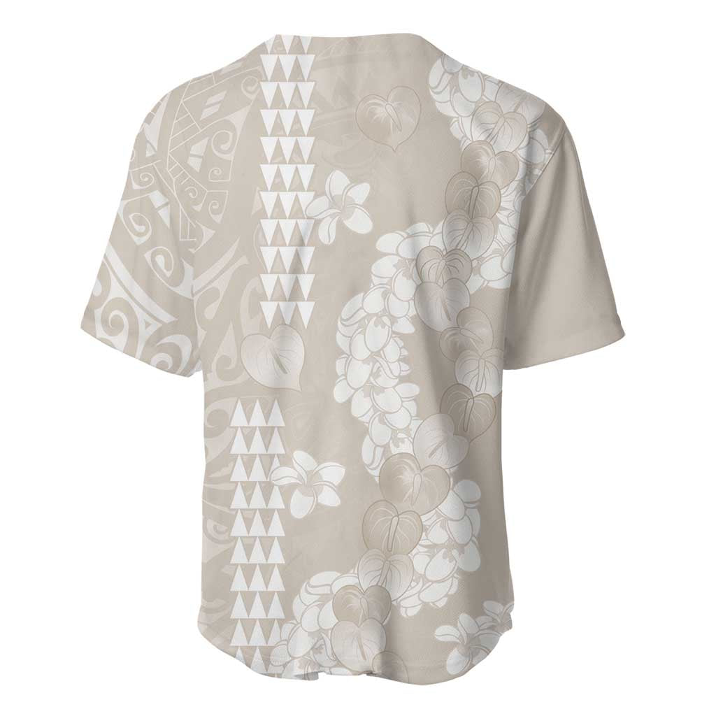 Suede Beige Hawaii Anthurium Plumeria Lei Baseball Jersey LT9 - Polynesian Pride