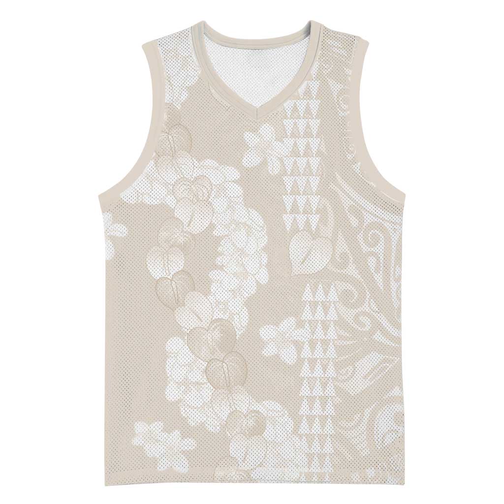 Suede Beige Hawaii Anthurium Plumeria Lei Basketball Jersey