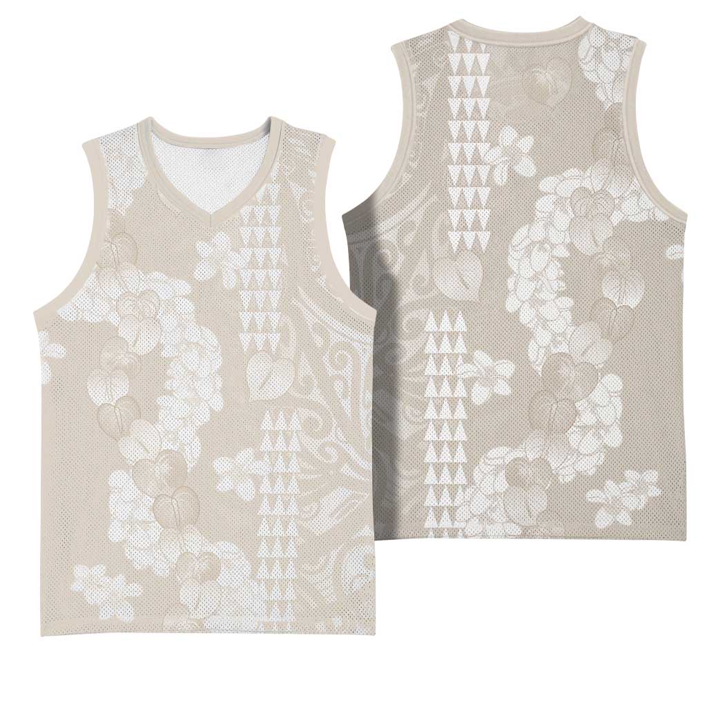 Suede Beige Hawaii Anthurium Plumeria Lei Basketball Jersey