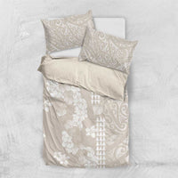 Suede Beige Hawaii Anthurium Plumeria Lei Bedding Set LT9 US Twin 172cm x 218cm Beige - Polynesian Pride