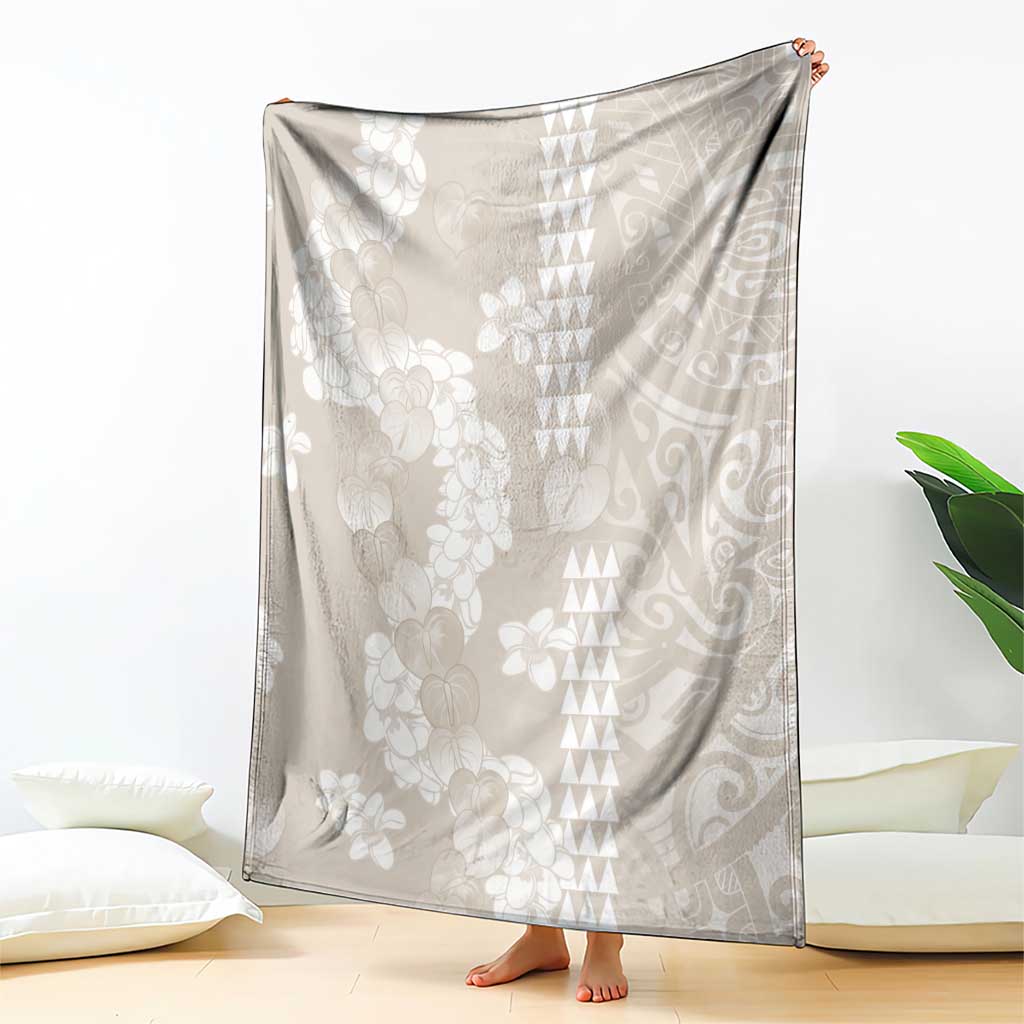 Suede Beige Hawaii Anthurium Plumeria Lei Blanket LT9 - Polynesian Pride