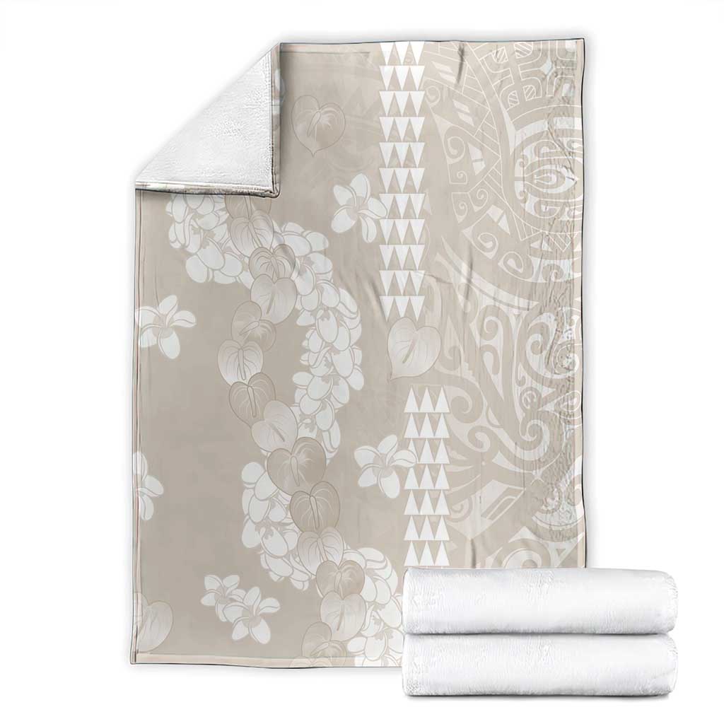 Suede Beige Hawaii Anthurium Plumeria Lei Blanket LT9 - Polynesian Pride