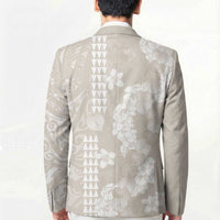 Suede Beige Hawaii Anthurium Plumeria Lei Blazer LT9 - Polynesian Pride