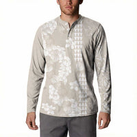 Suede Beige Hawaii Anthurium Plumeria Lei Button Sweatshirt LT9 - Polynesian Pride