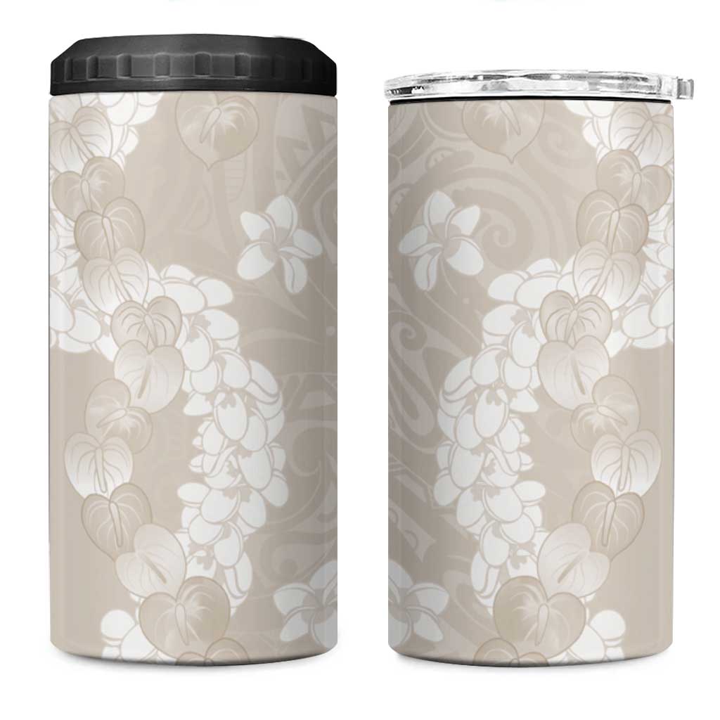 Suede Beige Hawaii Anthurium Plumeria Lei 4 in 1 Can Cooler Tumbler LT9 One Size: 16 oz Beige - Polynesian Pride
