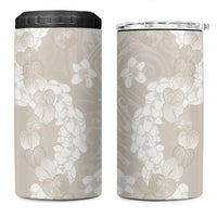 Suede Beige Hawaii Anthurium Plumeria Lei 4 in 1 Can Cooler Tumbler LT9 One Size: 16 oz Beige - Polynesian Pride