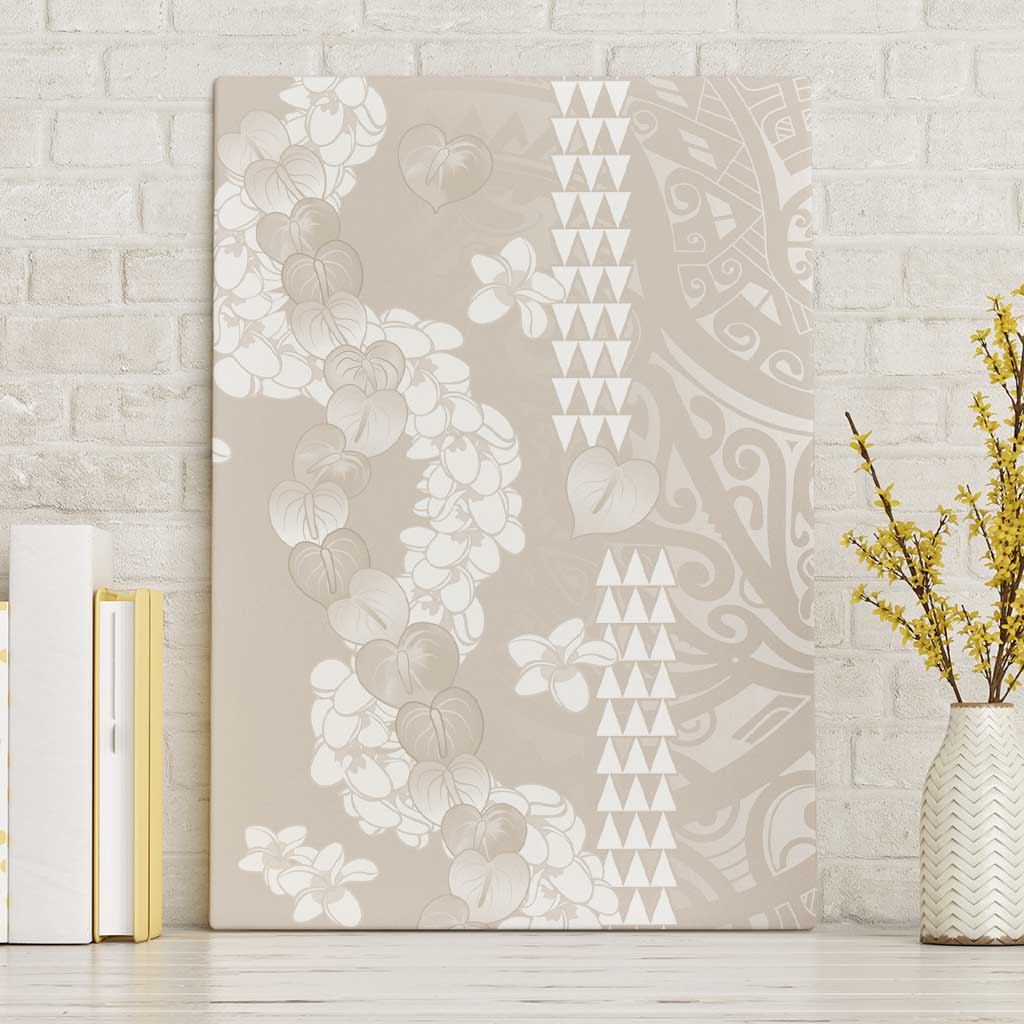 Suede Beige Hawaii Anthurium Plumeria Lei Canvas Wall Art LT9 Without Frame Beige - Polynesian Pride