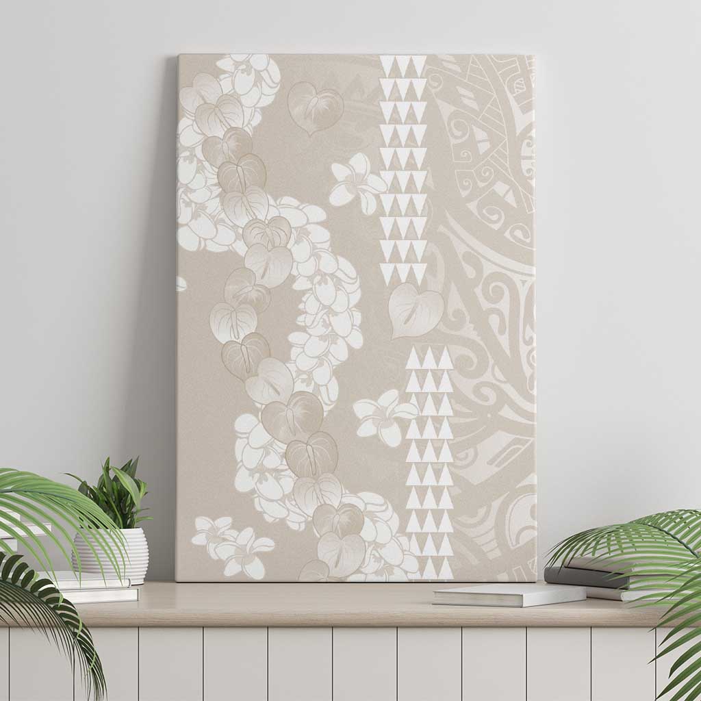Suede Beige Hawaii Anthurium Plumeria Lei Canvas Wall Art LT9 - Polynesian Pride