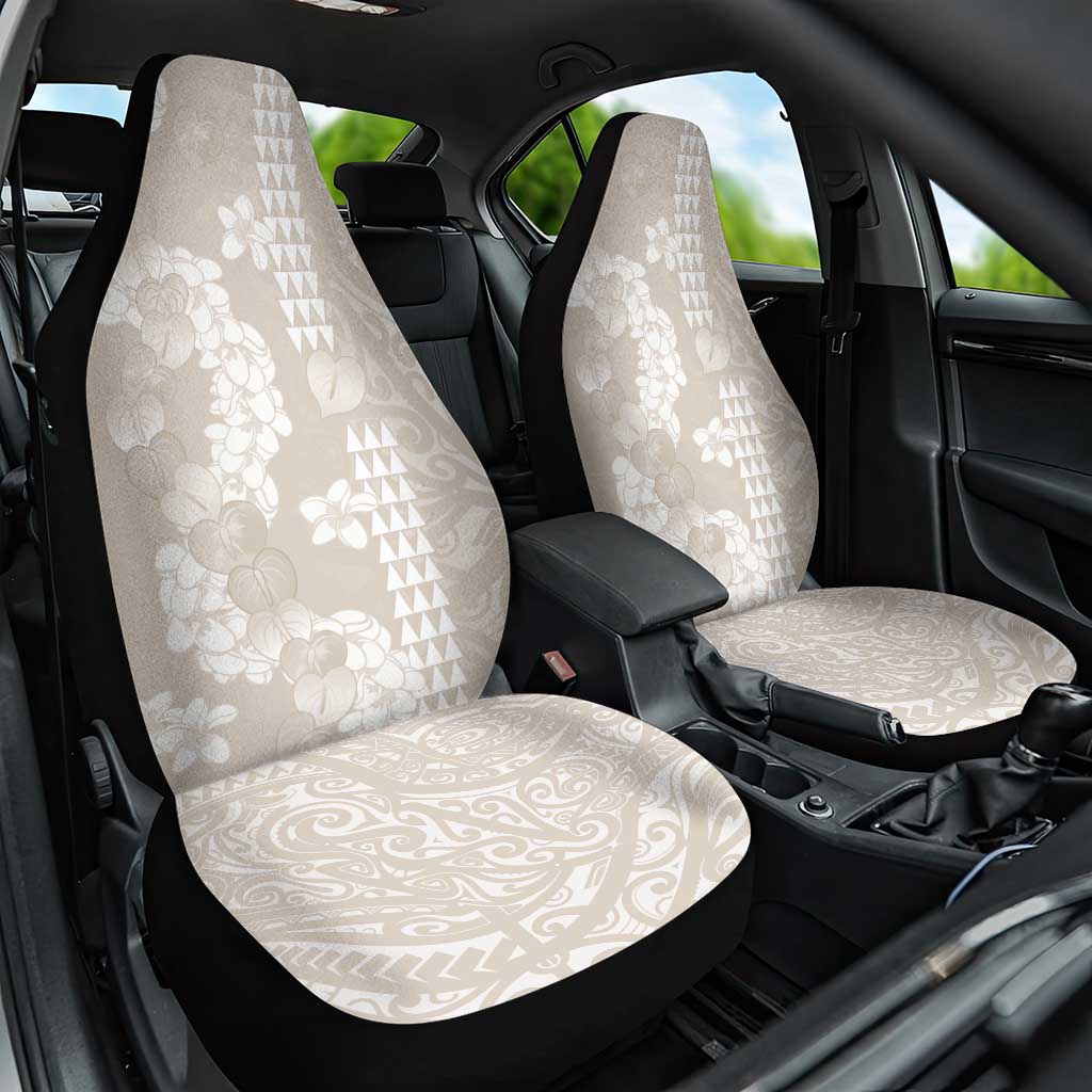 Suede Beige Hawaii Anthurium Plumeria Lei Car Seat Cover